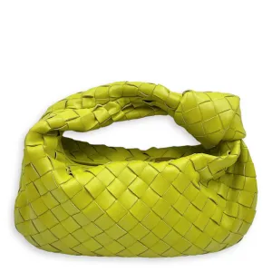 Mini Intrecciato Jodi hobo Green Top Handle Bag in Nappa Leather, Gold hardware