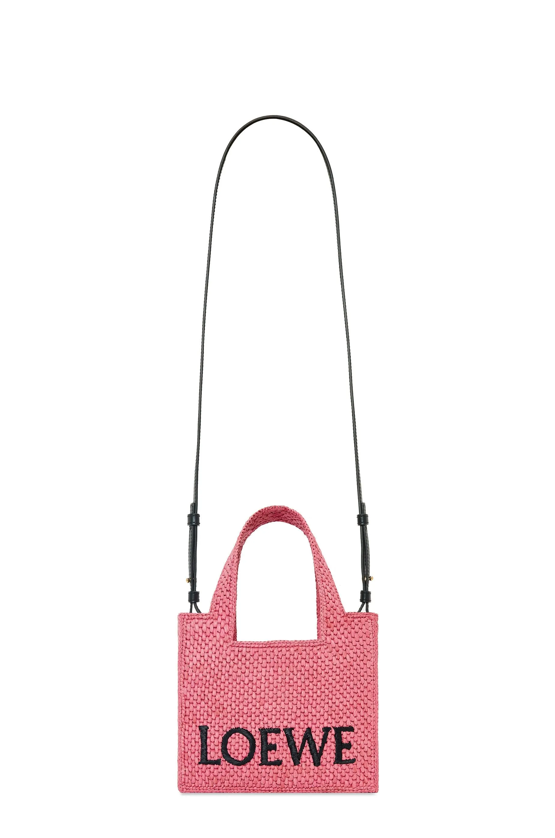 Mini LOEWE Font Tote in raffia