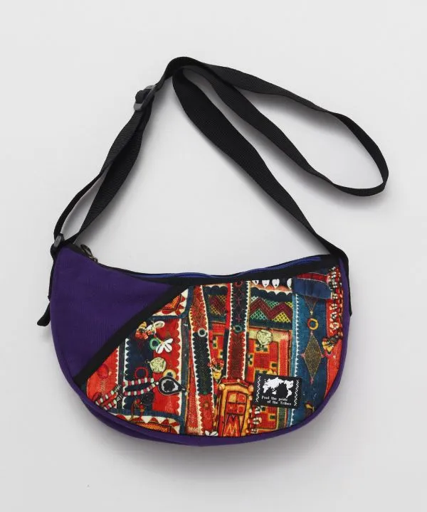 Mirror Work Pattern Round Shoulder Bag