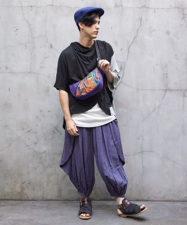 Mirror Work Pattern Round Shoulder Bag