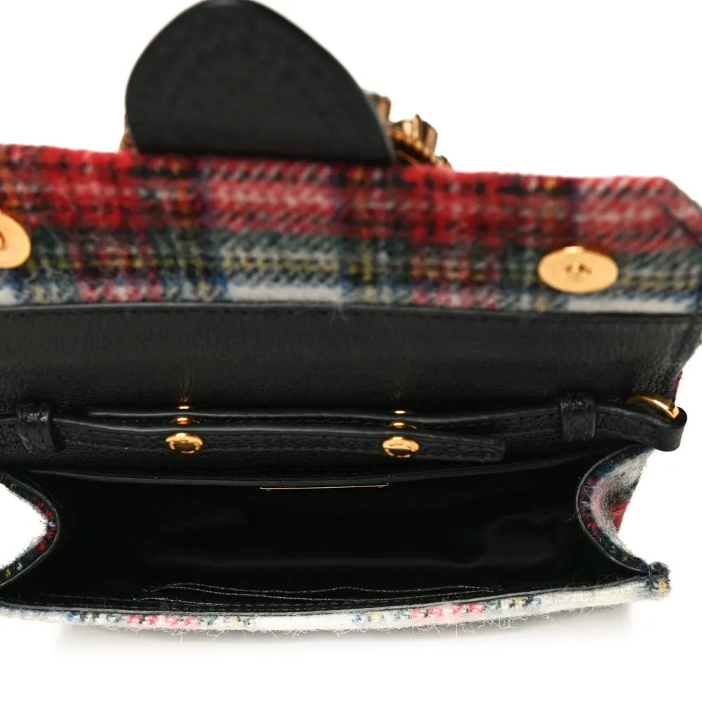 Miu Miu Tartan Plaid Wool Jewel Buckle Shoulder Belt Bag