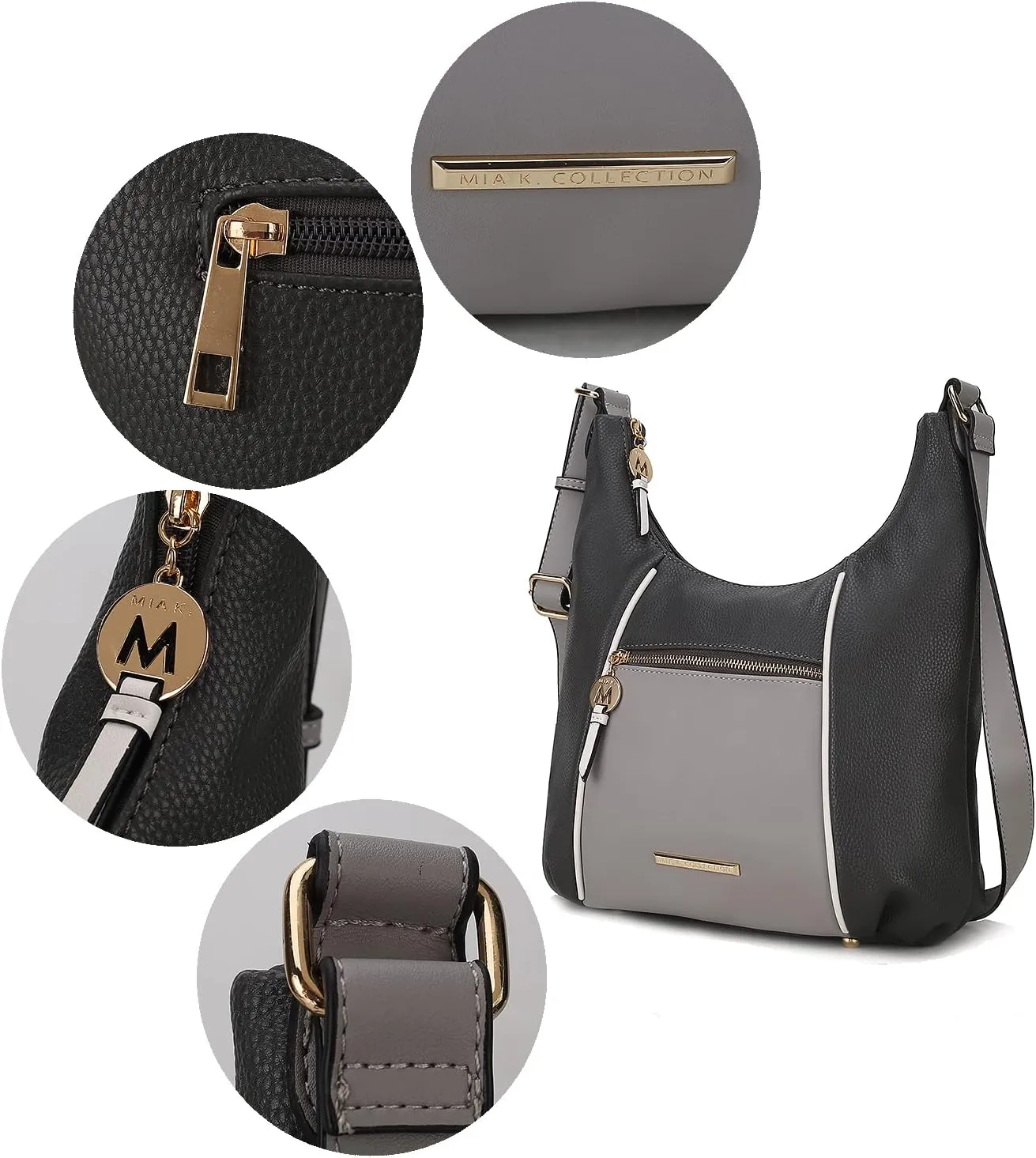 MKF Collection Crossbody Bag for Women – PU Leather Hobo Handbag – Designer Side Messenger Purse, Shoulder Crossover