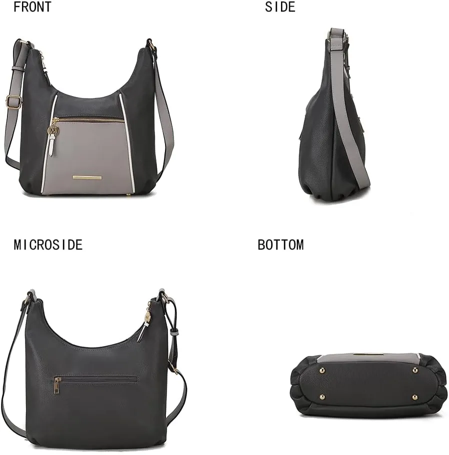 MKF Collection Crossbody Bag for Women – PU Leather Hobo Handbag – Designer Side Messenger Purse, Shoulder Crossover