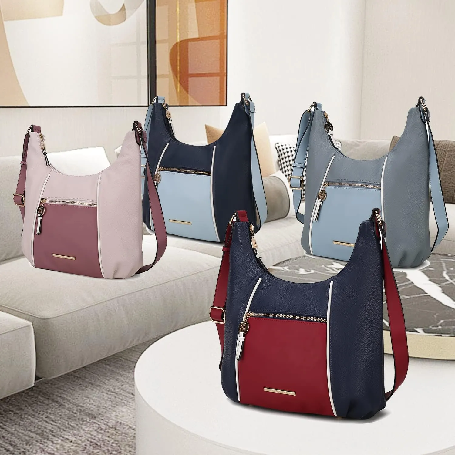 MKF Collection Crossbody Bag for Women – PU Leather Hobo Handbag – Designer Side Messenger Purse, Shoulder Crossover