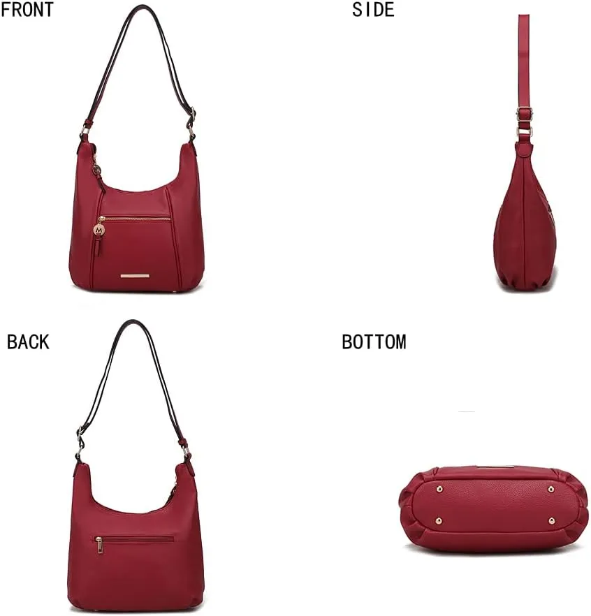 MKF Collection Crossbody Bag for Women – PU Leather Hobo Handbag – Designer Side Messenger Purse, Shoulder Crossover