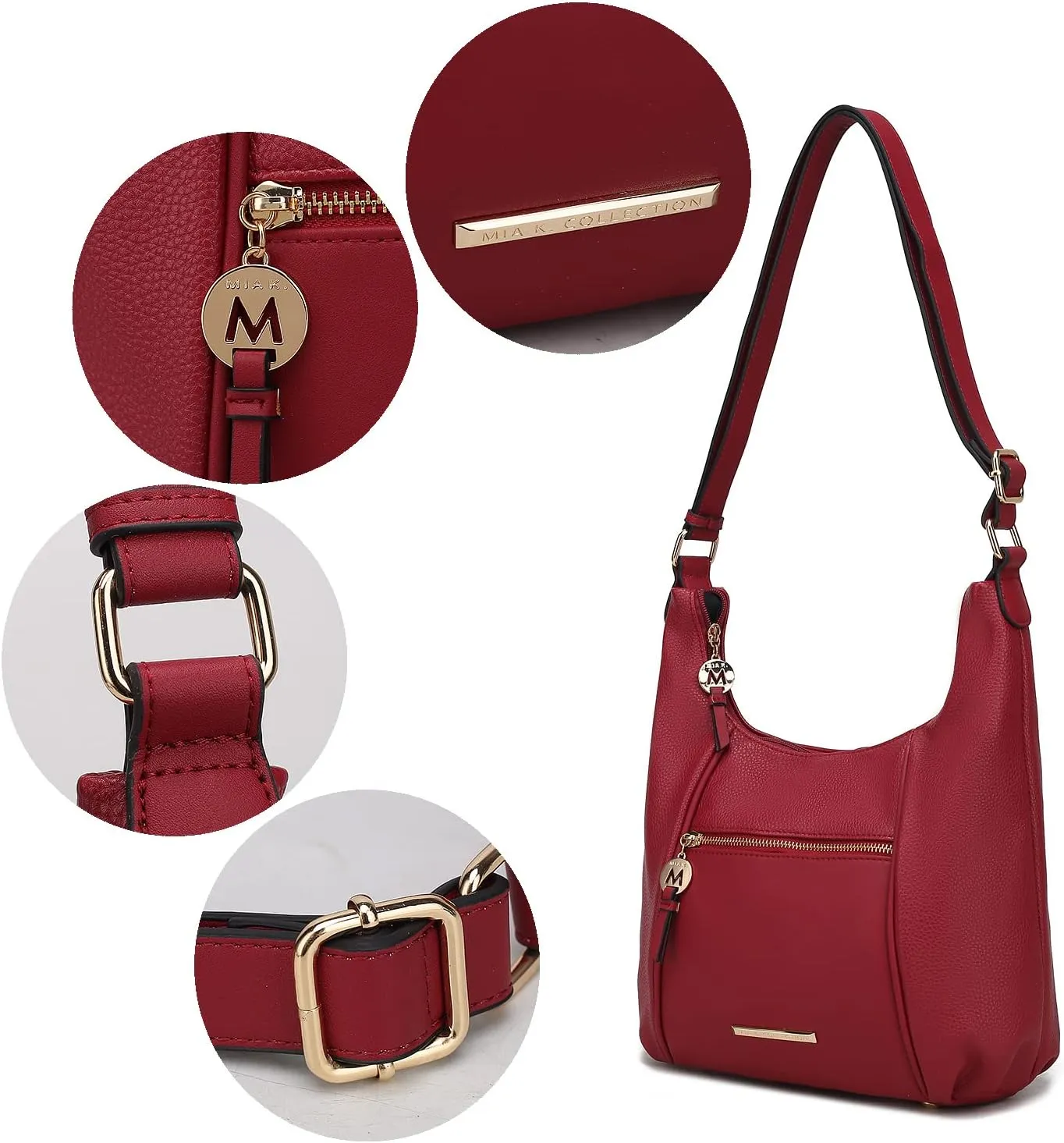 MKF Collection Crossbody Bag for Women – PU Leather Hobo Handbag – Designer Side Messenger Purse, Shoulder Crossover