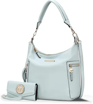MKF Collection Hobo Bag & Wristlet Wallet for Women, Vegan Leather Shoulder Handbag Messenger Purse By Mia K