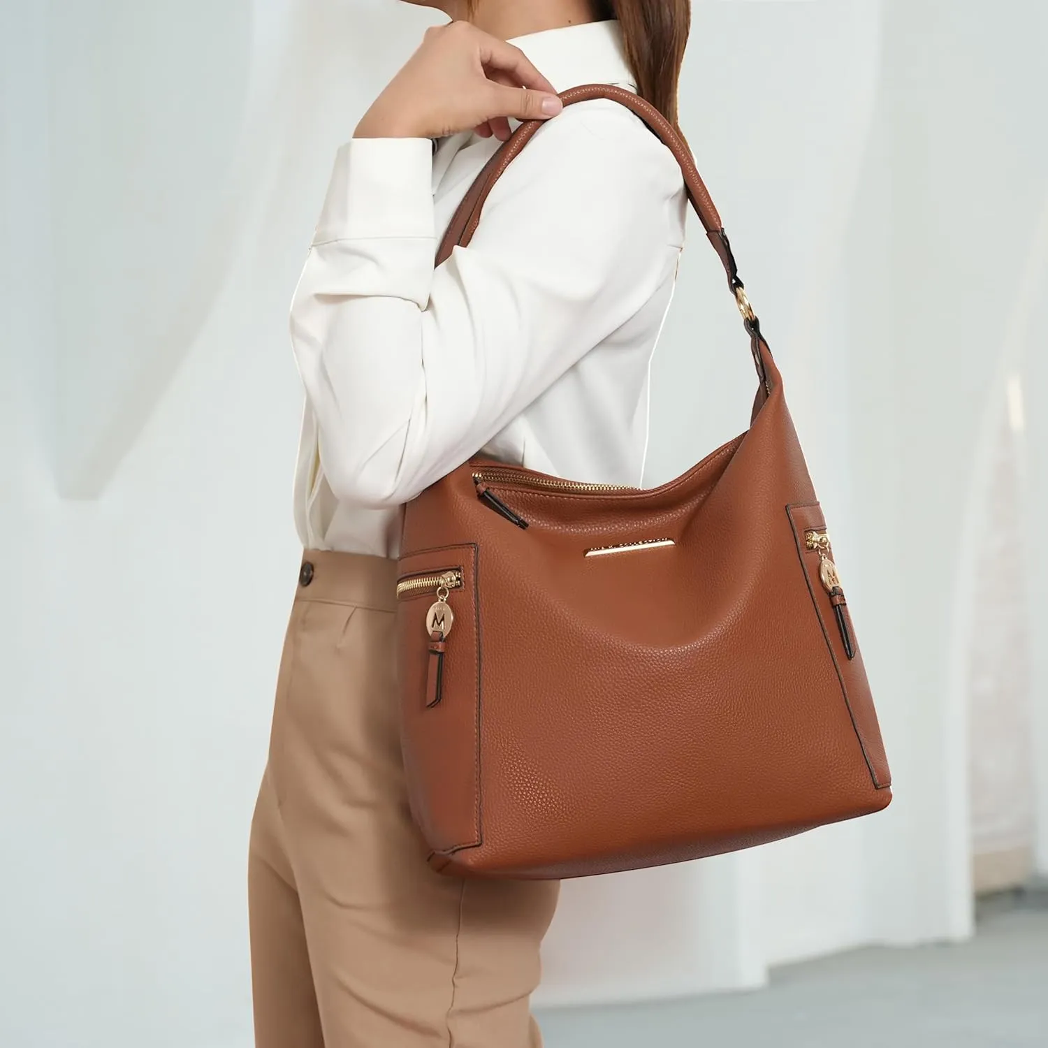 MKF Collection Hobo Bag & Wristlet Wallet for Women, Vegan Leather Shoulder Handbag Messenger Purse By Mia K