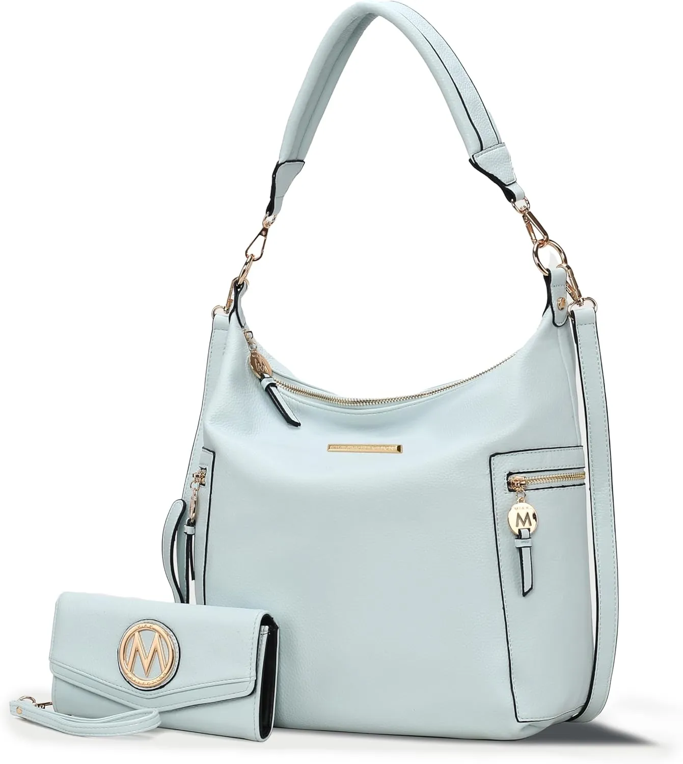 MKF Collection Hobo Bag & Wristlet Wallet for Women, Vegan Leather Shoulder Handbag Messenger Purse By Mia K