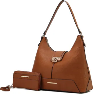 MKF Collection Hobo Bag for Women & Wristlet Wallet Set, Vegan Leather Handbag Purse Set, Shoulder bag by Mia k