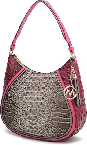 MKF Hobo Bag for Womens Fashion – PU Leather Shoulder Purse Tassel, M Charm – Top Handle Multi-pocket Handbag