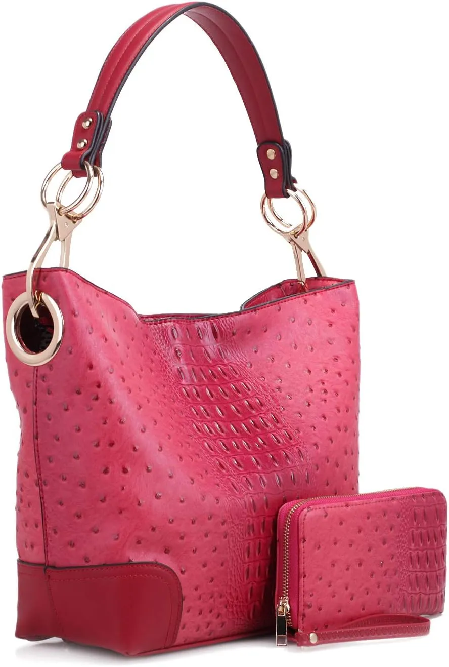 MKF Set Hobo Bag for Women & Wristlet Wallet – PU Leather Designer Handbag Purse – Shoulder Strap Lady Fashion