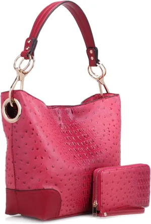 MKF Set Hobo Bag for Women & Wristlet Wallet – PU Leather Designer Handbag Purse – Shoulder Strap Lady Fashion