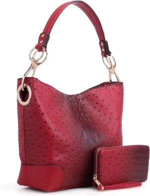 MKF Set Hobo Bag for Women & Wristlet Wallet – PU Leather Designer Handbag Purse – Shoulder Strap Lady Fashion