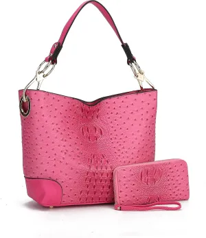 MKF Set Hobo Bag for Women & Wristlet Wallet – PU Leather Designer Handbag Purse – Shoulder Strap Lady Fashion