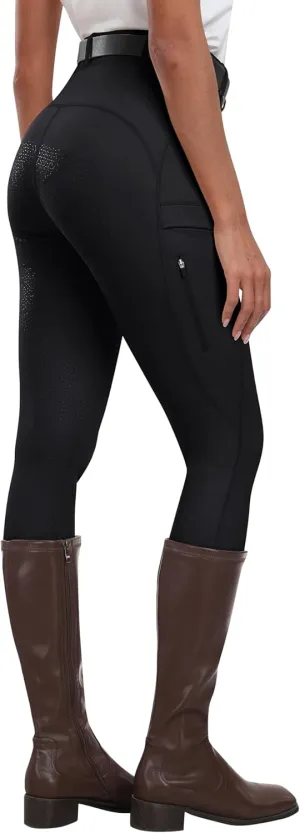 MoFiz Women's Silicone Full Seat Horse Riding Pants Zipper Pockets Equestrian Breeches Riding Tights