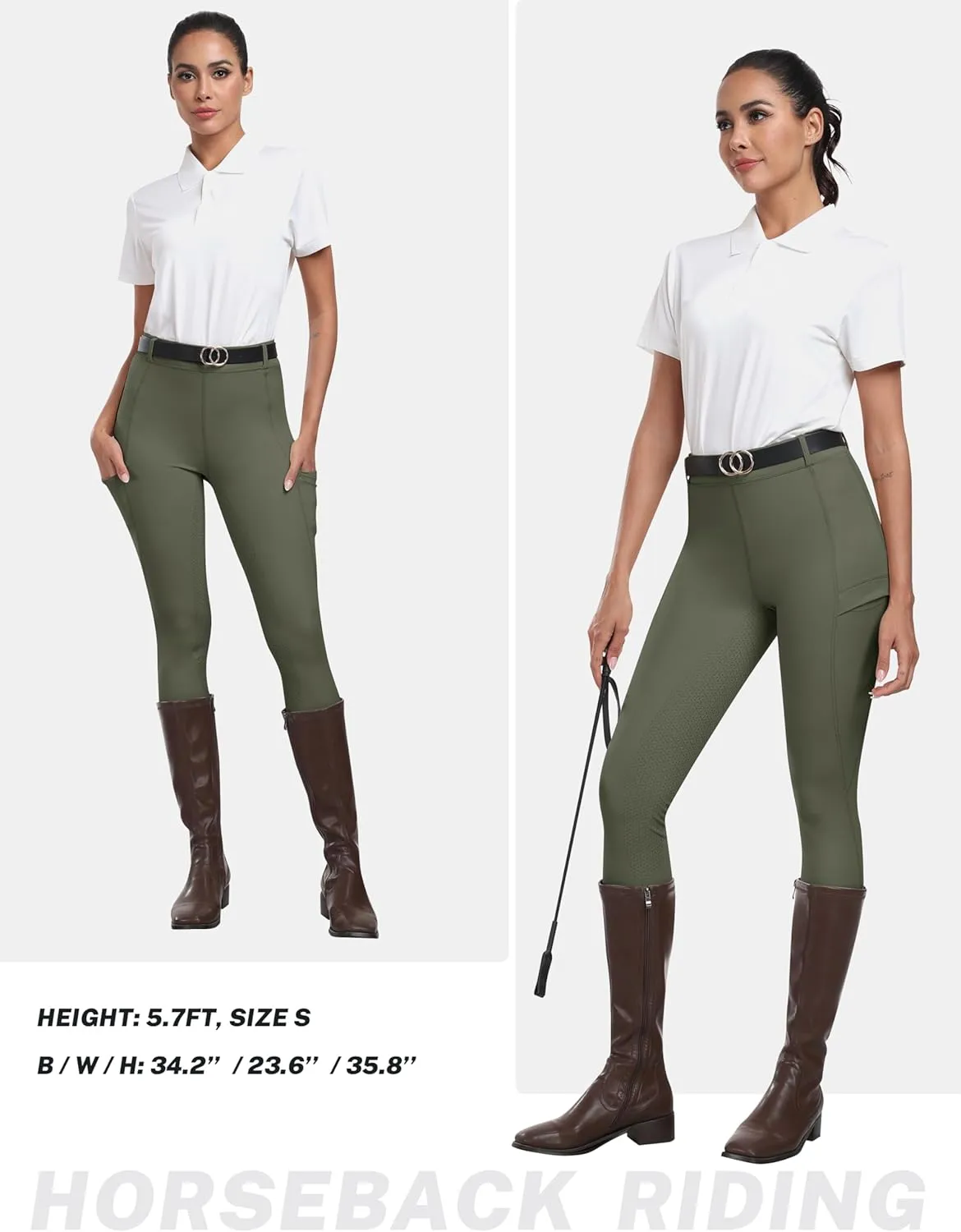 MoFiz Women's Silicone Full Seat Horse Riding Pants Zipper Pockets Equestrian Breeches Riding Tights