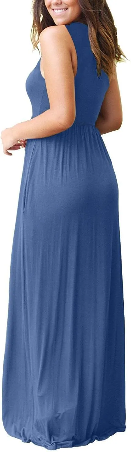 MOLERANI Women's Loose Plain Maxi Dresses Casual Long Dresses with Pockets