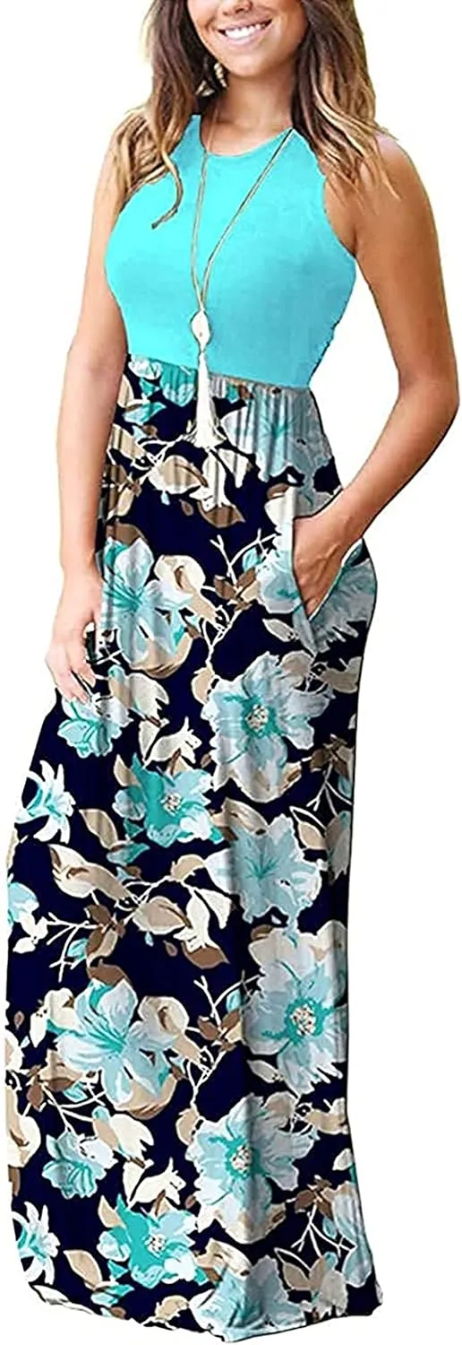 MOLERANI Women's Loose Plain Maxi Dresses Casual Long Dresses with Pockets