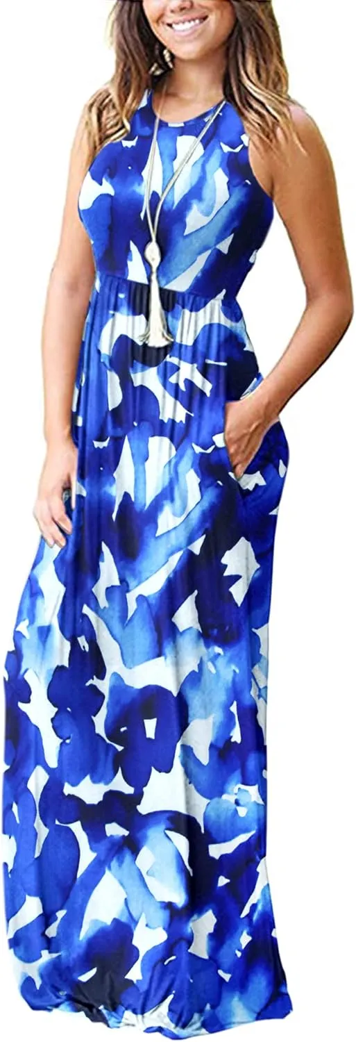 MOLERANI Women's Loose Plain Maxi Dresses Casual Long Dresses with Pockets