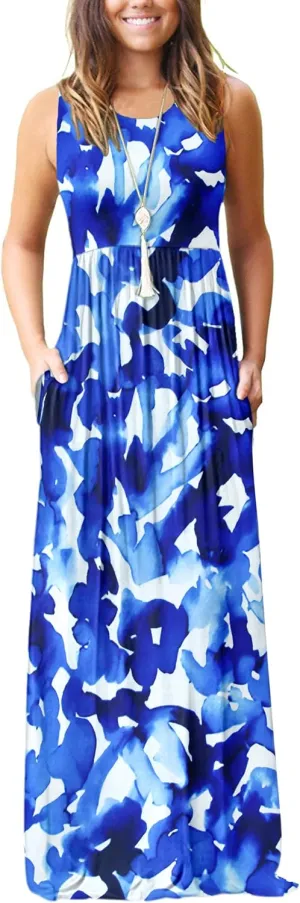 MOLERANI Women's Loose Plain Maxi Dresses Casual Long Dresses with Pockets