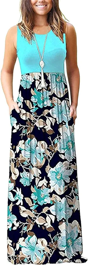 MOLERANI Women's Loose Plain Maxi Dresses Casual Long Dresses with Pockets