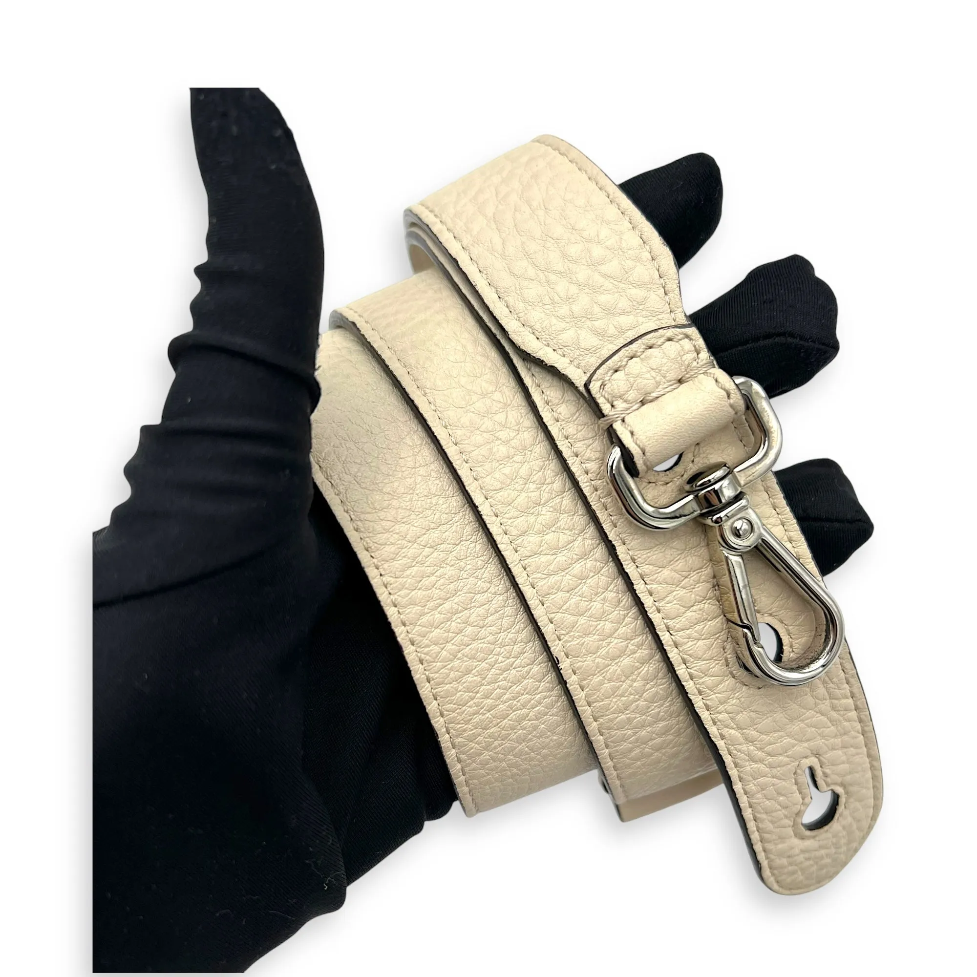 Mon Tresor Beige Bucket Bag in Calfskin, Silver hardware