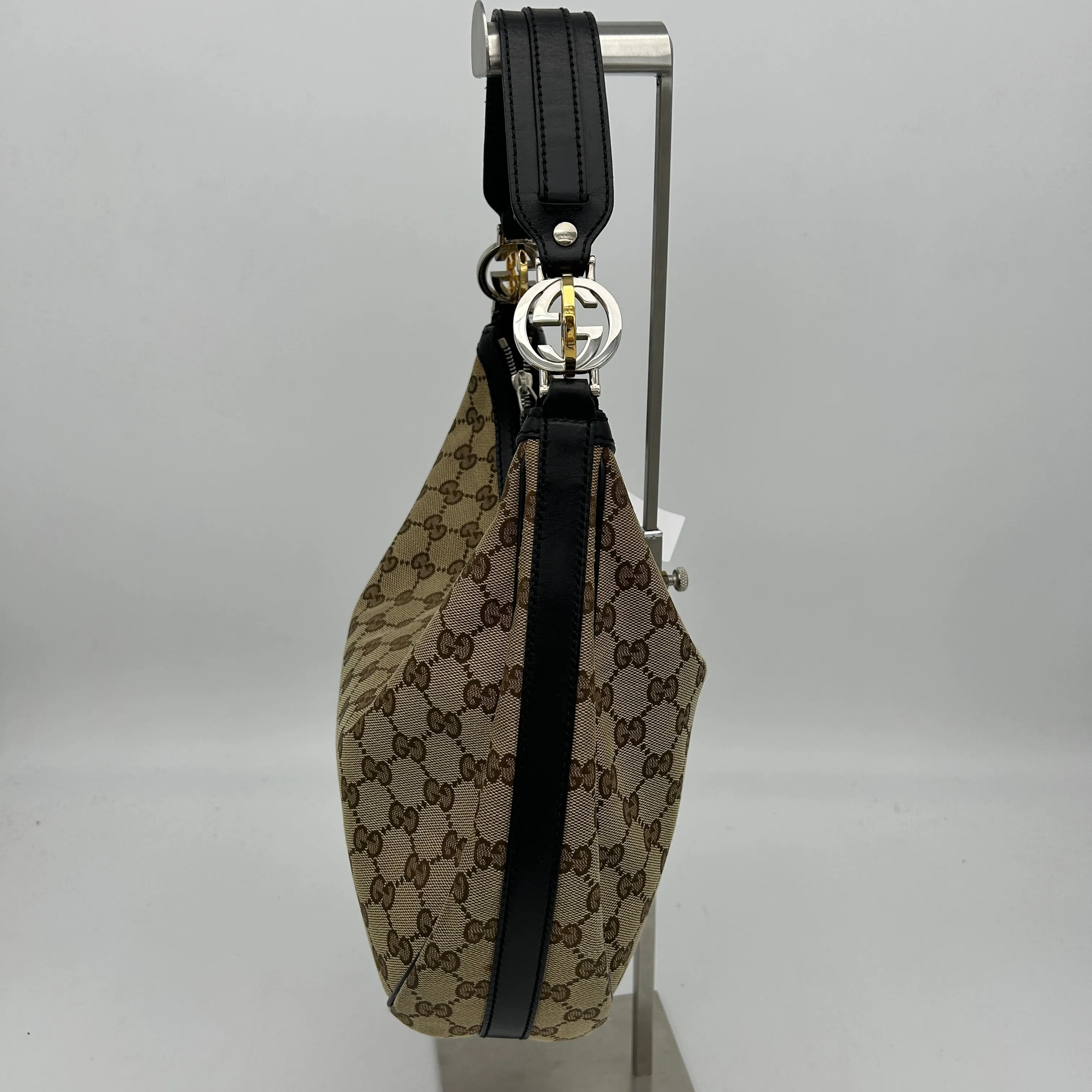 Monogram Gucci GG Multi-device compatible Beige Low-cost Hobo Large Black Twins