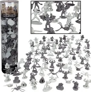 Monster Action Figure Set- 100pc Horror Toy Figure - from Dracula to Frankenstein to Giant Spiders- Perfect for Cake Toppers, Party Favors, Decorations, RPG Role Playing Games - Fully Paintable