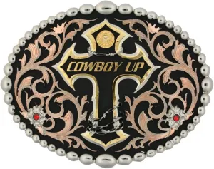 Montana Silversmith Tri Color Cowboy Up Attitude Belt Buckle - 60990