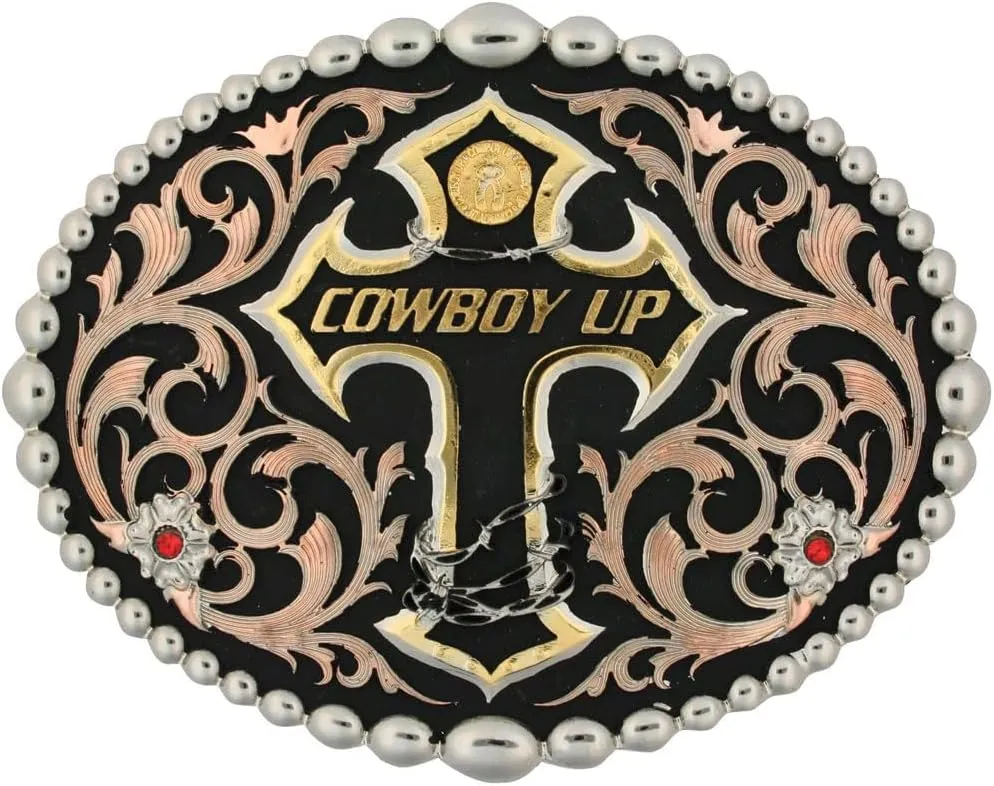 Montana Silversmith Tri Color Cowboy Up Attitude Belt Buckle - 60990