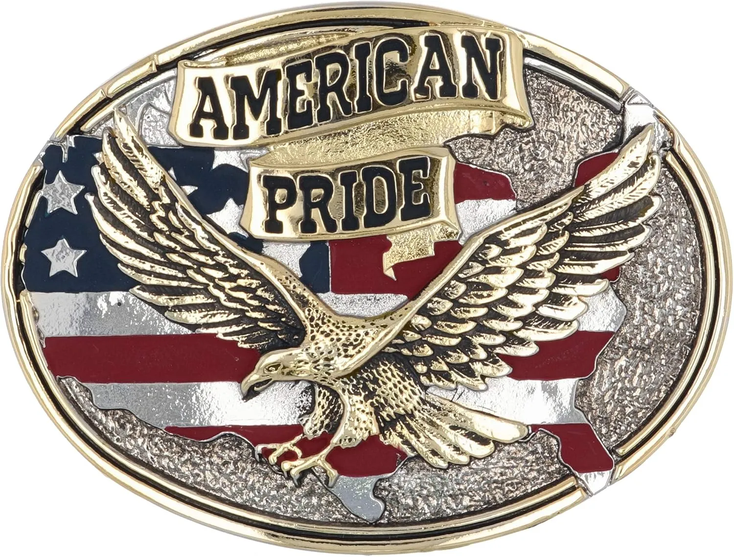 Montana Silversmiths Soaring Eagle Collection Attitude Buckle (American Pride - Full Color)