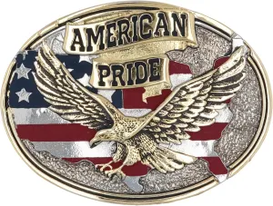 Montana Silversmiths Soaring Eagle Collection Attitude Buckle (American Pride - Full Color)