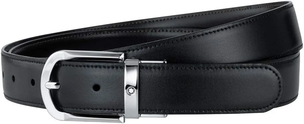 Montblanc 111080 Reversible Black/Brown Belt with Horseshoe Pin Buckle
