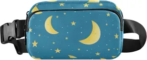 Moon Stars Night Blue Women Fanny Pack Waterproof Anti Theft Belt Bag Cute Cross Body Waist Purse
