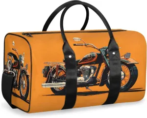 Motorcycle Theme Travel Duffle Bag, Sports Gym Bags for Women Men, Carry On Weekender Overnight Workout Airplane Trips Bag
