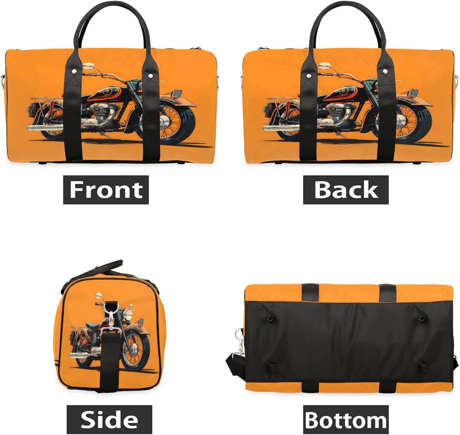 Motorcycle Theme Travel Duffle Bag, Sports Gym Bags for Women Men, Carry On Weekender Overnight Workout Airplane Trips Bag