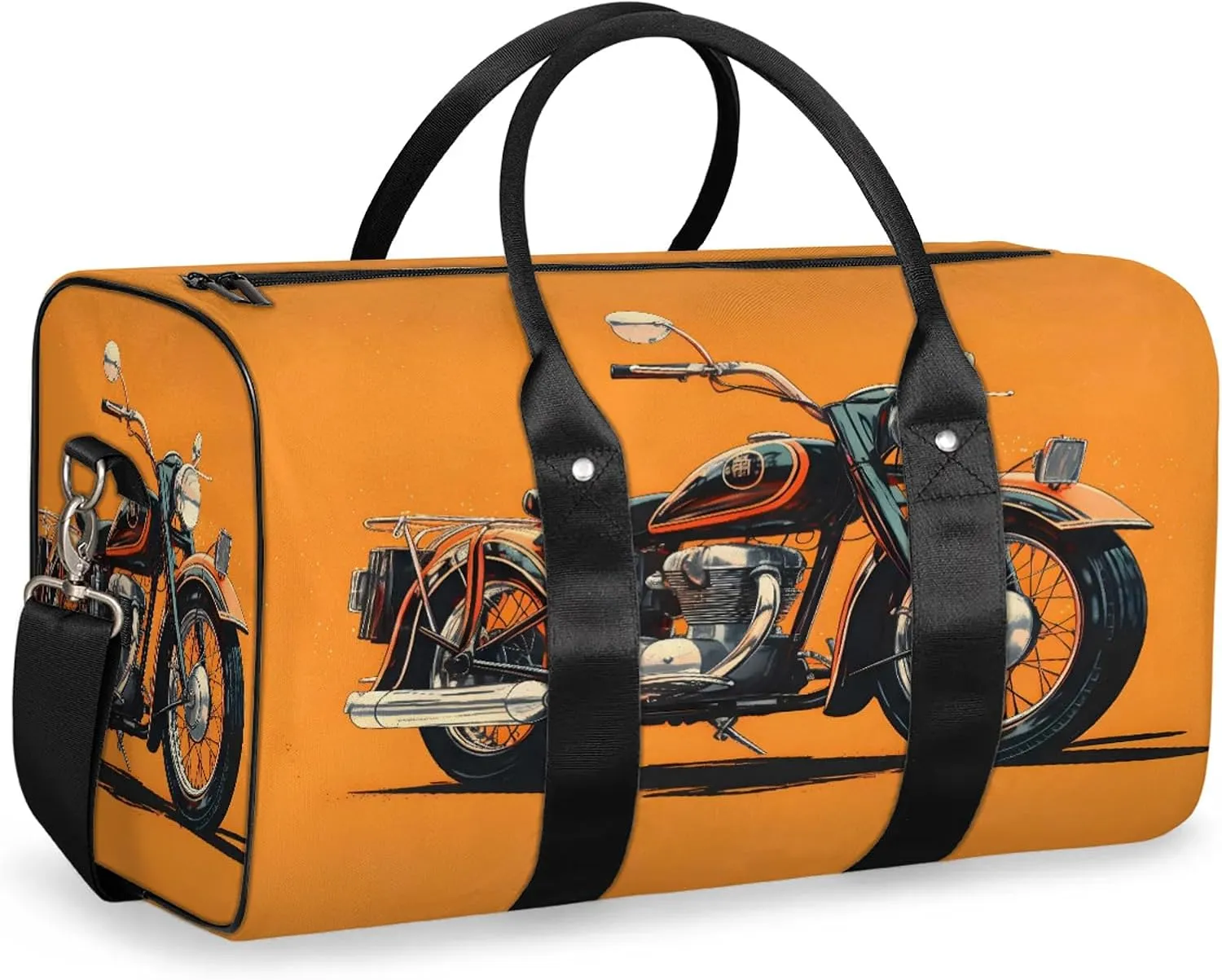 Motorcycle Theme Travel Duffle Bag, Sports Gym Bags for Women Men, Carry On Weekender Overnight Workout Airplane Trips Bag