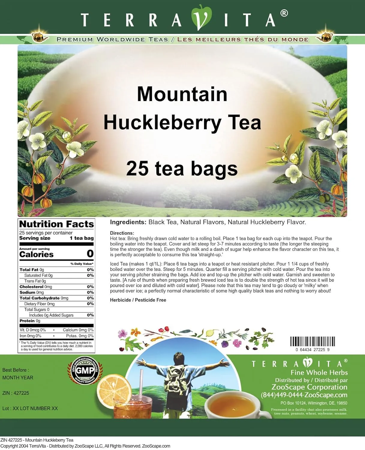 Mountain Huckleberry Tea (25 tea bags, ZIN: 427225)