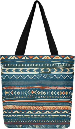Mountain River Canvas Tote Bag for Women,Pineforest Waterproof Beach Bag Trees Gold Sun Lake Shoulder Bag