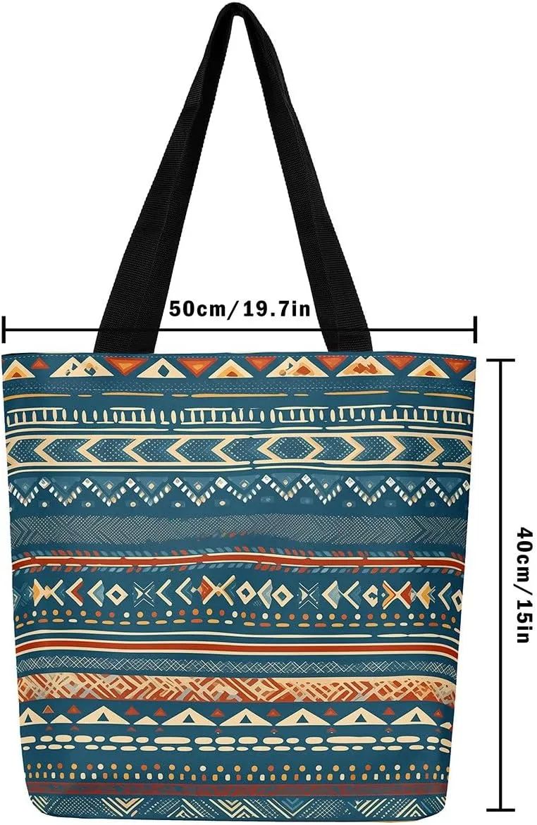 Mountain River Canvas Tote Bag for Women,Pineforest Waterproof Beach Bag Trees Gold Sun Lake Shoulder Bag