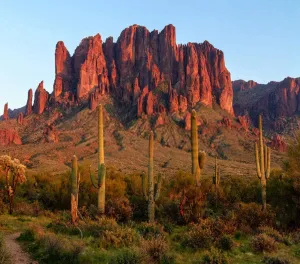 Mountains and Sonoran Desert Landscape at Sunset in Lost Dutchman State Park 1000 Piece Jigsaw Puzzle for Adults Child Wooden Jigsaw Puzzle Art Leisure Game Fun Toy Gift Suitable Family Friends
