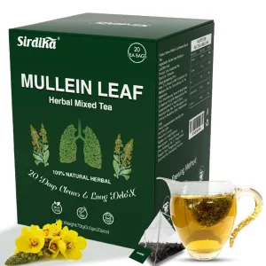 Mullein Tea Bags for Lungs - 20 Teabags (2.47oz/70g), 100% Pure Natural Premium Mullein Leaf, Mint Leaf, Mulberry Leaf for Lungs Cleanse and Respiratory Support, Herbal Teas, Caffeine Free (1 BOX)