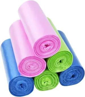 Multi-color Trash Bags, 8 Gallon (120 counts/6 rolls)