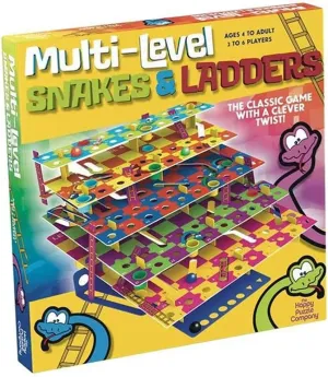 Multi-Level Snakes & Ladders - a Colorful Modern take on a Classic Game. Land on a Ladder to Climb Levels, or a Snake and Slide Through Tunnels to a Lower Level. Fun Family Game with 5 Unique Levels!