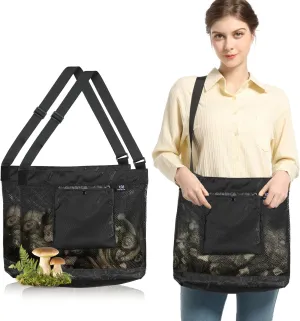 Mushroom Foraging Bag - Foraging Kit With Mesh Bag, Adjustable Shoulder Strap, Mushroom Basket With Smartphone Pocket - Mushroom Hunting Bag, Ideal Gift For Mushroom Foragers (Black 2 Pack)