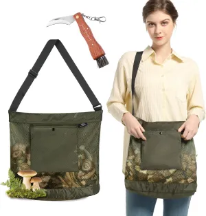 Mushroom Foraging Bag - Foraging Kit with Mesh Bag & Knife, Adjustable Shoulder Strap, Mushroom Basket with Smartphone Pocket - Mushroom Hunting Bag, Ideal Gift for Mushroom Foragers (1 Pack)