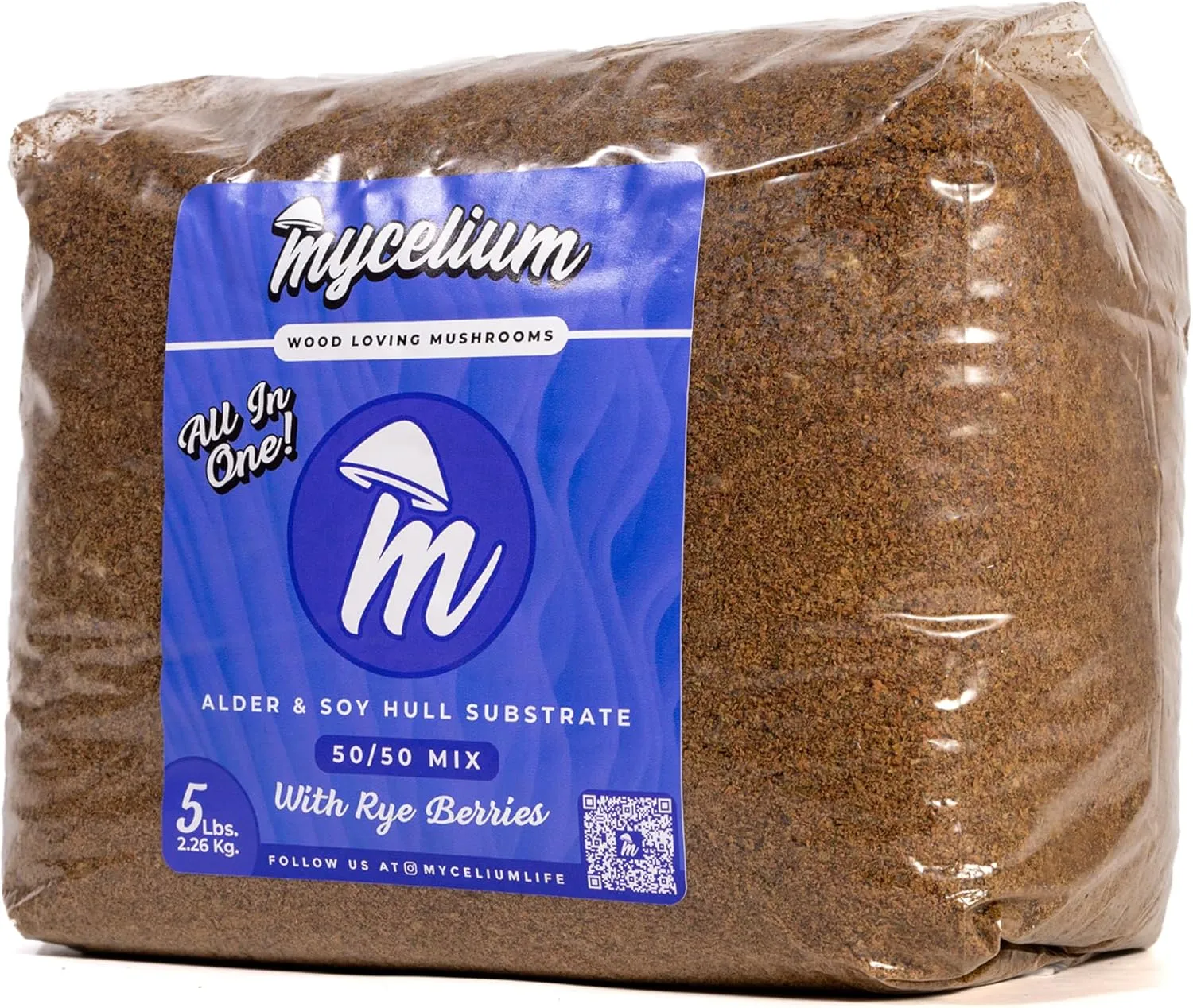Mycelium Mushroom Growing Kit I Alder & Soy Hull Substrate with Rye Berries I High Yield Proprietary Mix I All-in-One Organic Mushroom Grow Bag for Starter & Pro Home Growers, 5lbs