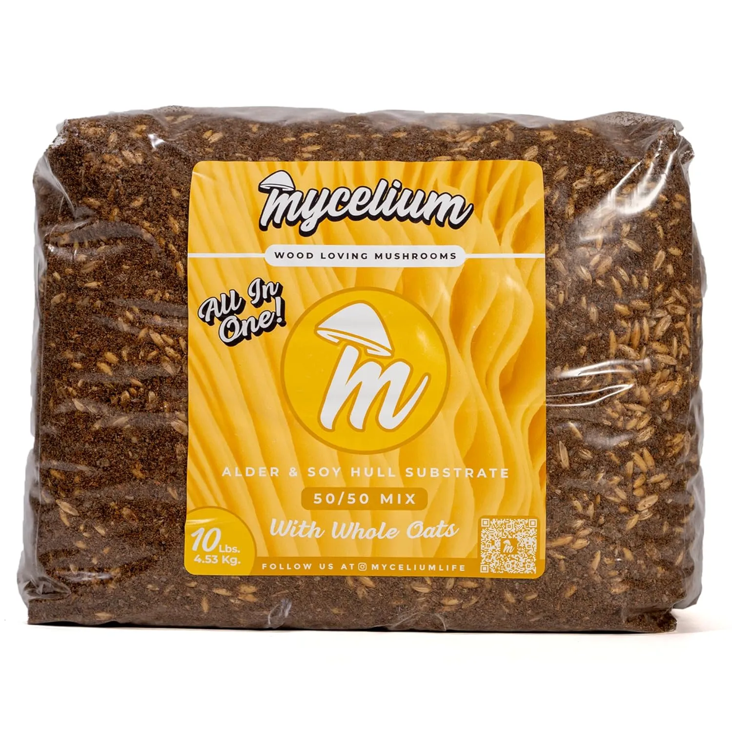 Mycelium Mushroom Growing Kit I Alder & Soy Hull Substrate with Whole Oats I High Yield Proprietary Mix I All-in-One Organic Sterile Grow Bag for Starter & Pro Home Growers, 10lbs