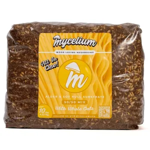 Mycelium Mushroom Growing Kit I Alder & Soy Hull Substrate with Whole Oats I High Yield Proprietary Mix I All-in-One Organic Sterile Grow Bag for Starter & Pro Home Growers, 10lbs
